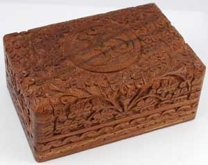 Om Wooden Carved Box