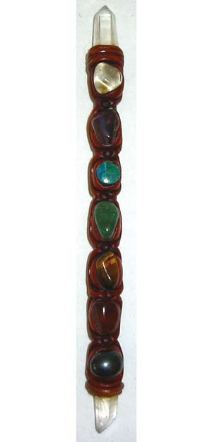 Clay 7 Chakra wand 6-9" - Click Image to Close