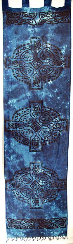 Celtic Cross curtain blue & black (22"x72")